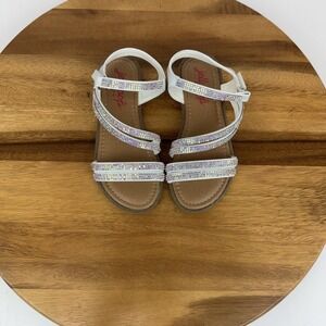 New Little Kids Jellypop Penny Silver Rhinestone Strappy Sandals Size‎ 11 C NWOB